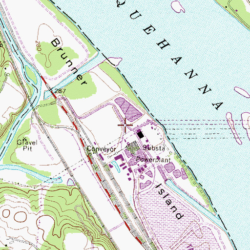 Topographic Map of Brunner Island, PA