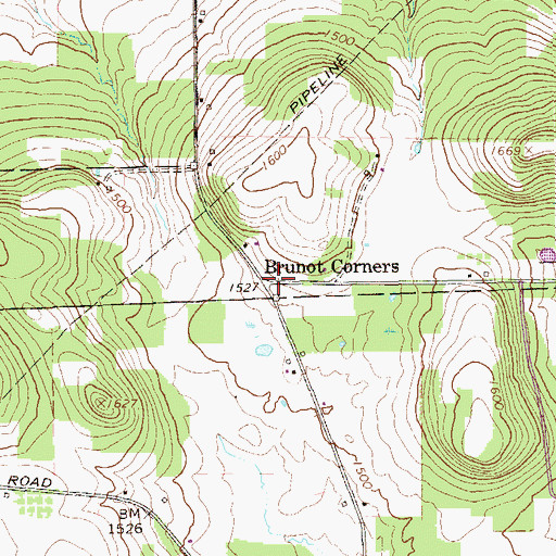 Topographic Map of Brunot Corners, PA