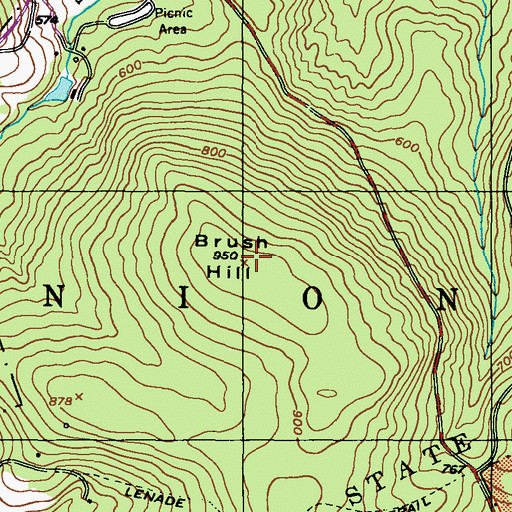 Topographic Map of Brush, PA