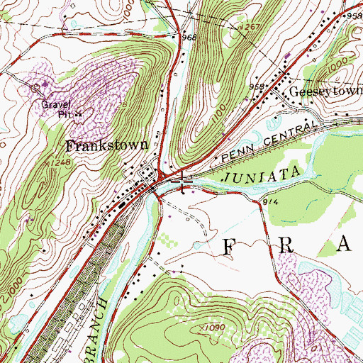 Topographic Map of Brush Creek, PA