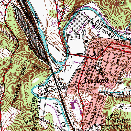 Topographic Map of Brush Creek, PA
