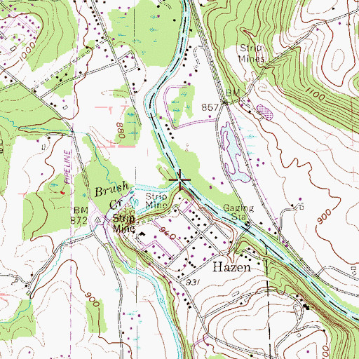 Topographic Map of Brush Creek, PA