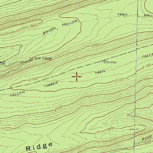 Topographic Map of Brush Hollow Trail, PA