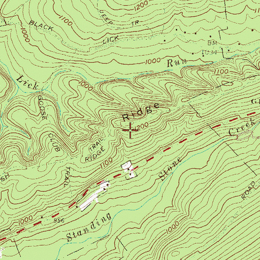 Topographic Map of Brush Ridge, PA
