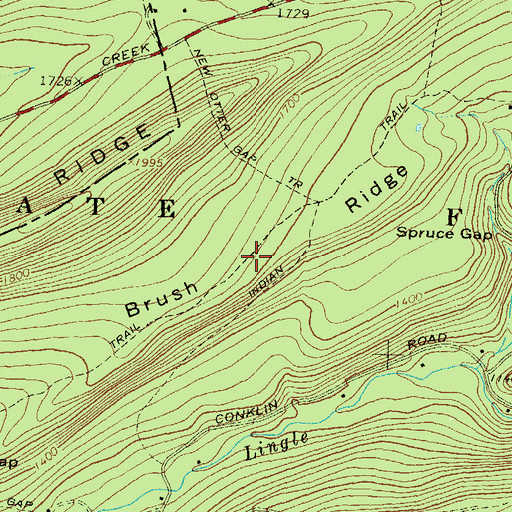 Topographic Map of Brush Ridge, PA