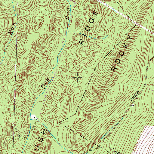 Topographic Map of Brush Ridge, PA