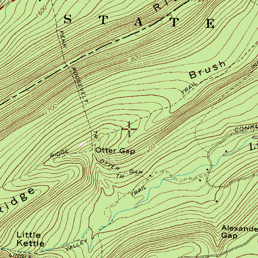 Topographic Map of Brush Ridge Trail, PA