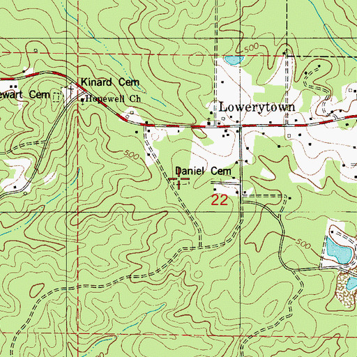 Topographic Map of Daniel Cemetery, AL