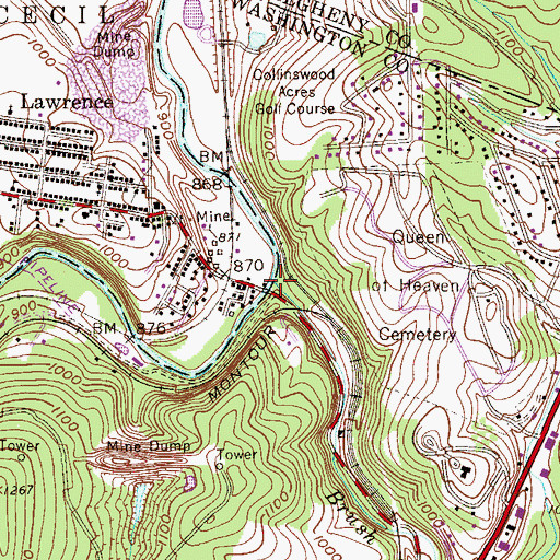 Topographic Map of Brush Run, PA