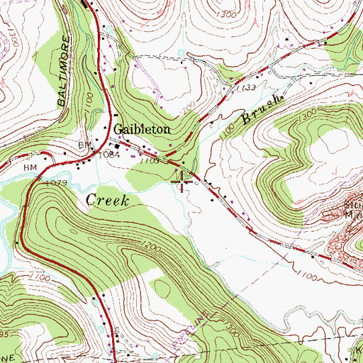 Topographic Map of Brush Run, PA