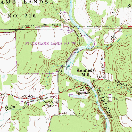 Topographic Map of Brush Run, PA