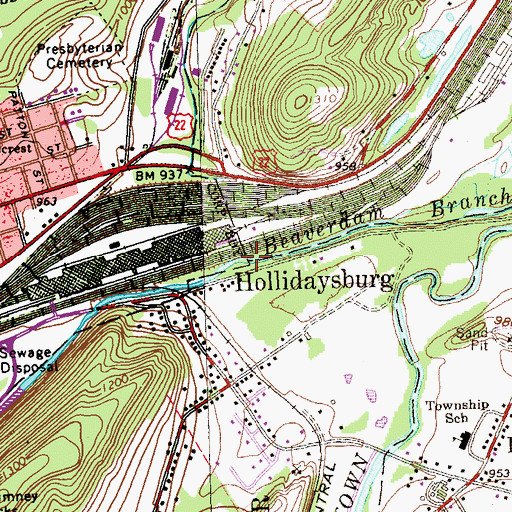 Topographic Map of Brush Run, PA