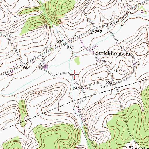 Topographic Map of Brush Valley, PA