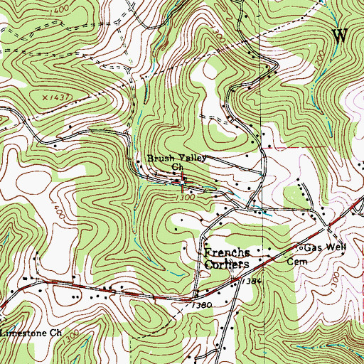 Topographic Map of Brush Valley Church, PA