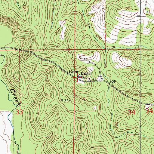 Topographic Map of Daniel Baptist Church, AL