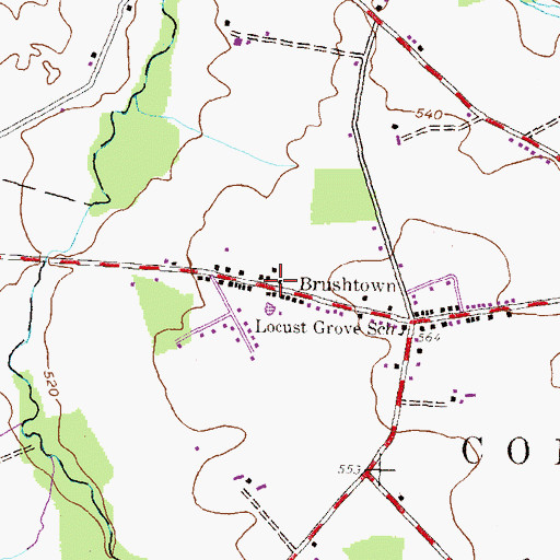 Topographic Map of Brushtown, PA