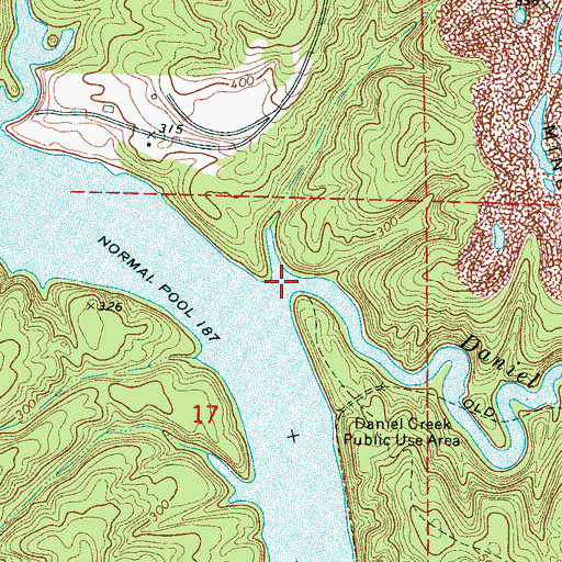 Topographic Map of Daniel Creek, AL