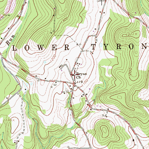 Topographic Map of Bryan Church, PA