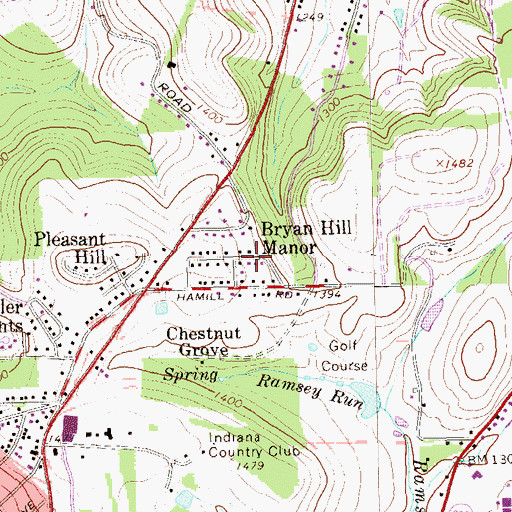 Topographic Map of Bryan Hill Manor, PA