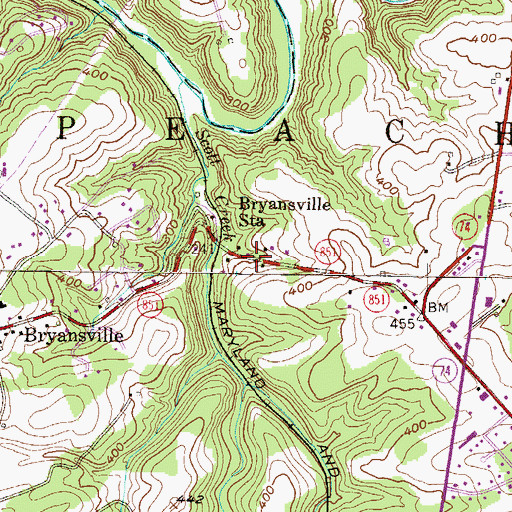 Topographic Map of Bryansville Station, PA