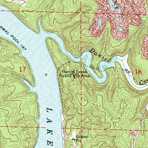 Topographic Map of Daniel Creek Public Use Area, AL