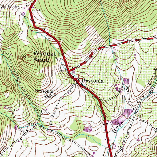Topographic Map of Brysonia, PA