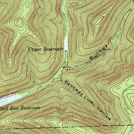 Topographic Map of Bucher Hollow, PA