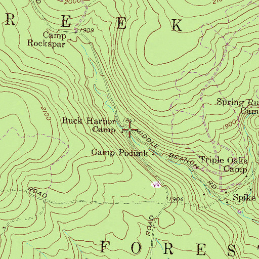 Topographic Map of Buck Harbor Camp, PA
