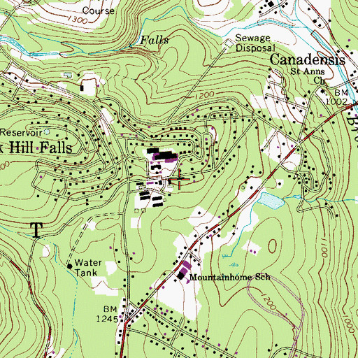 Topographic Map of Buck Hill Falls, PA
