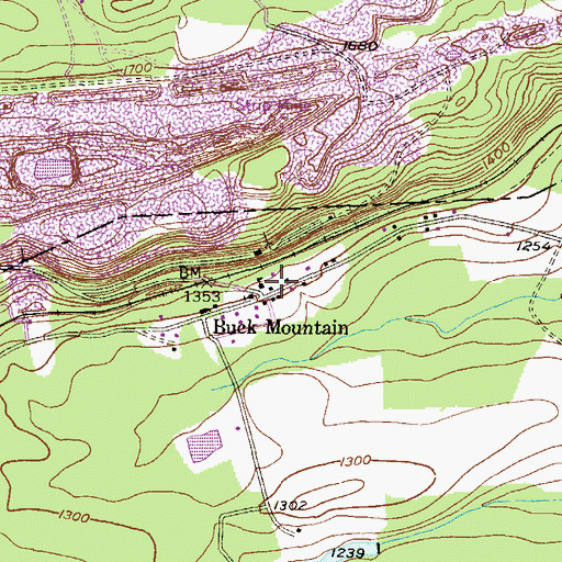 Topographic Map of Buck Mountain, PA
