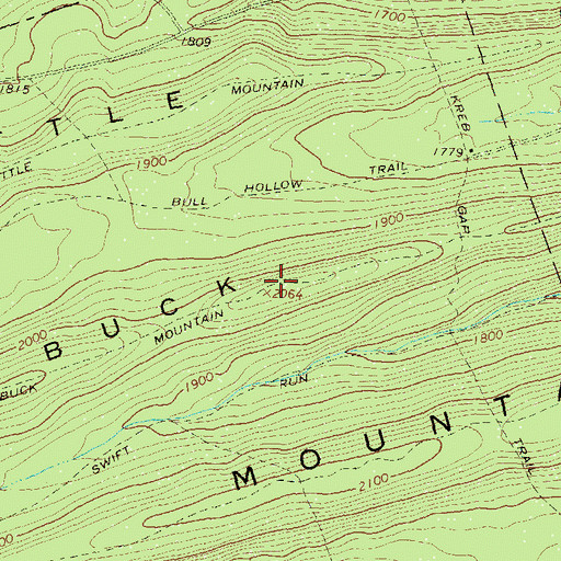 Topographic Map of Buck Mountain, PA