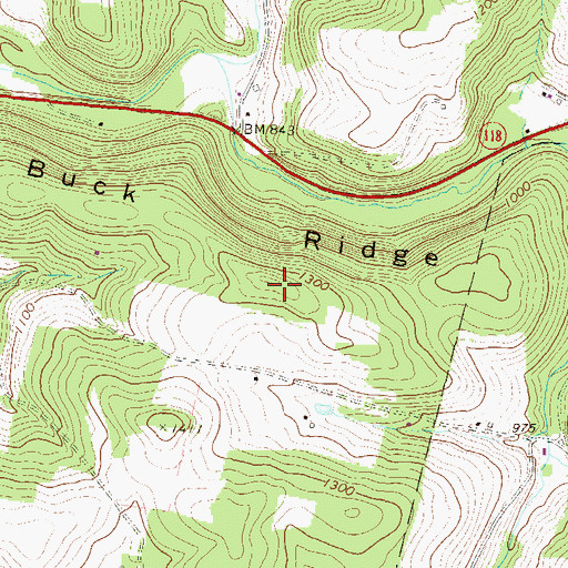 Topographic Map of Buck Ridge, PA