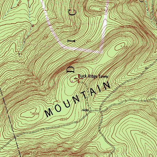 Topographic Map of Buck Ridge Tower, PA
