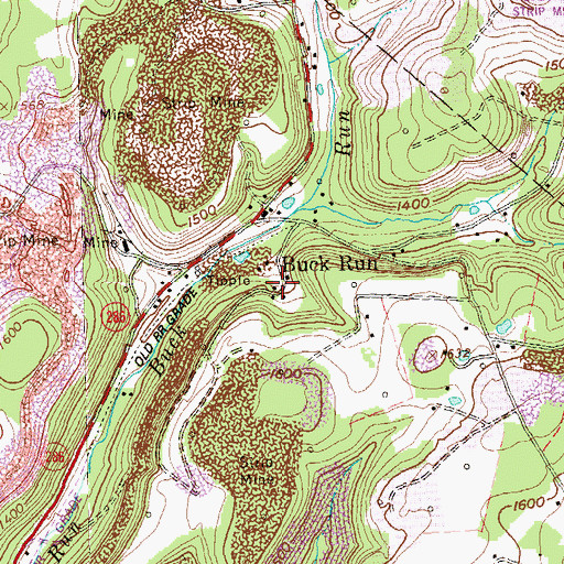 Topographic Map of Buck Run, PA