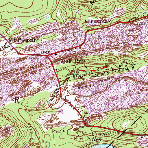 Topographic Map of Buck Run, PA