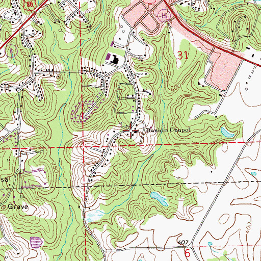 Topographic Map of Daniels Chapel, AL