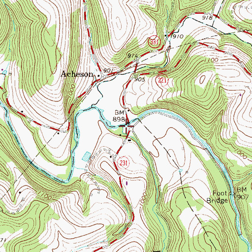 Topographic Map of Buck Run, PA