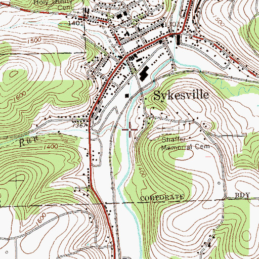 Topographic Map of Buck Run, PA