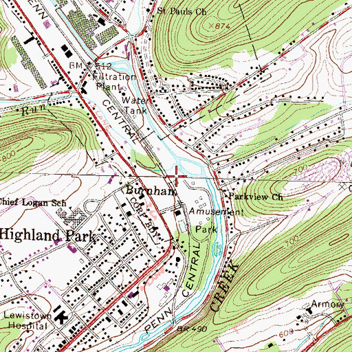 Topographic Map of Buck Run, PA