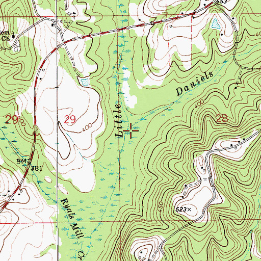 Topographic Map of Daniels Mill Branch, AL