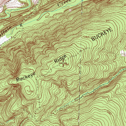 Topographic Map of Buckeye Ridge, PA