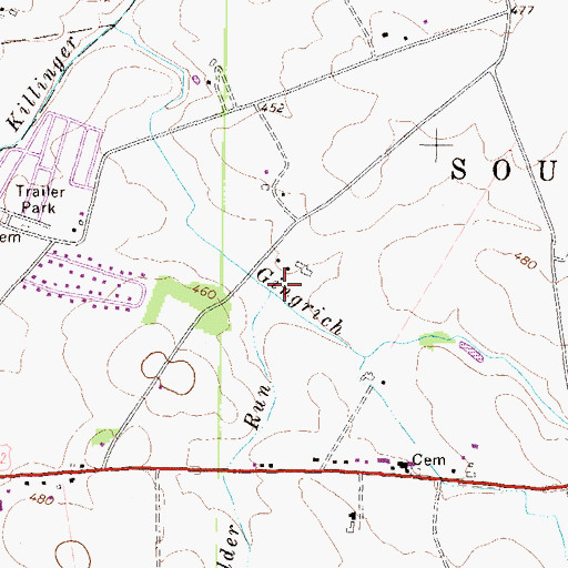 Topographic Map of Buckholder Run, PA