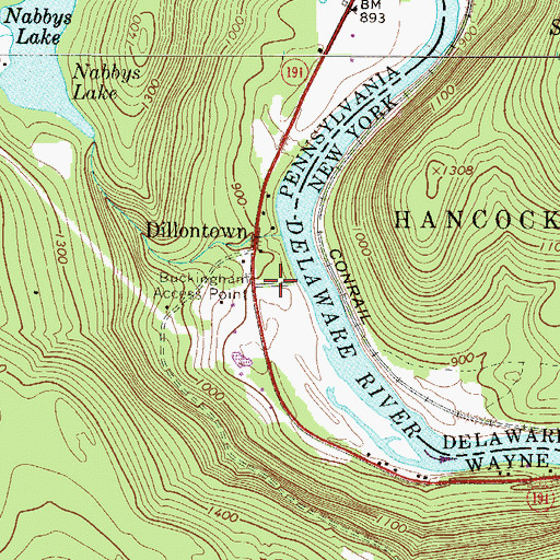 Topographic Map of Buckingham Access Point, PA