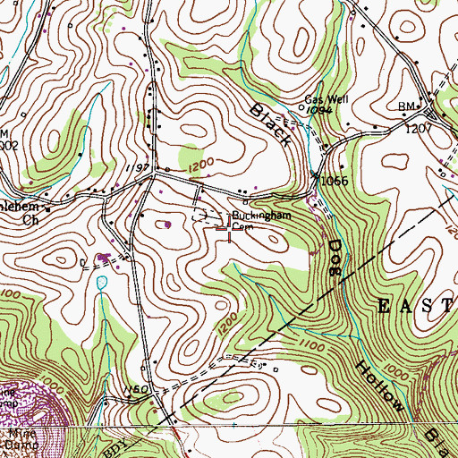 Topographic Map of Buckingham Cemetery, PA