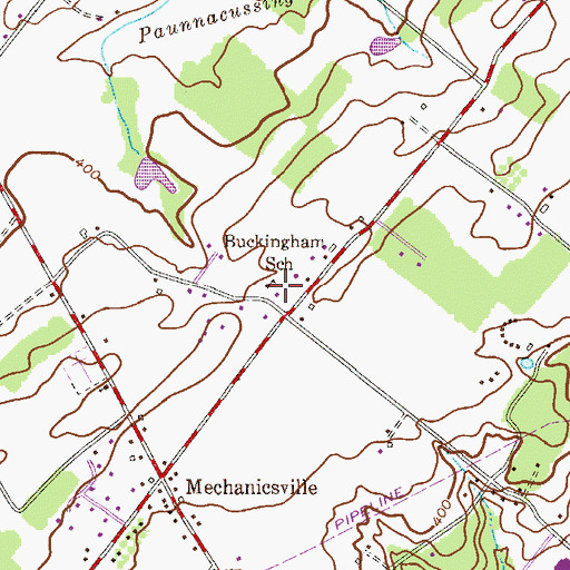 Topographic Map of Buckingham School (historical), PA