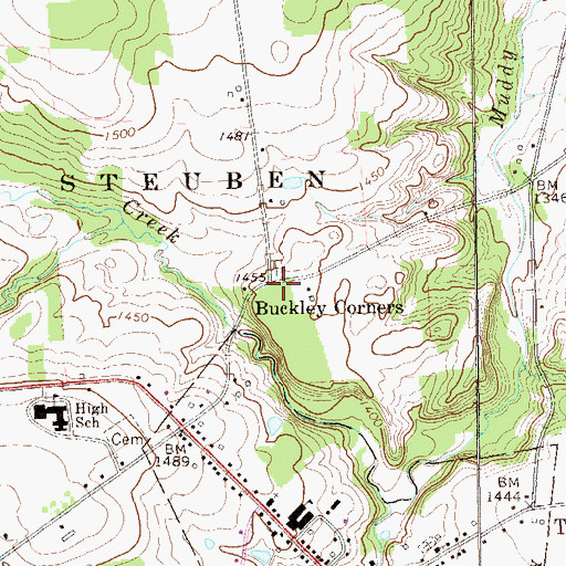 Topographic Map of Buckley Corners, PA