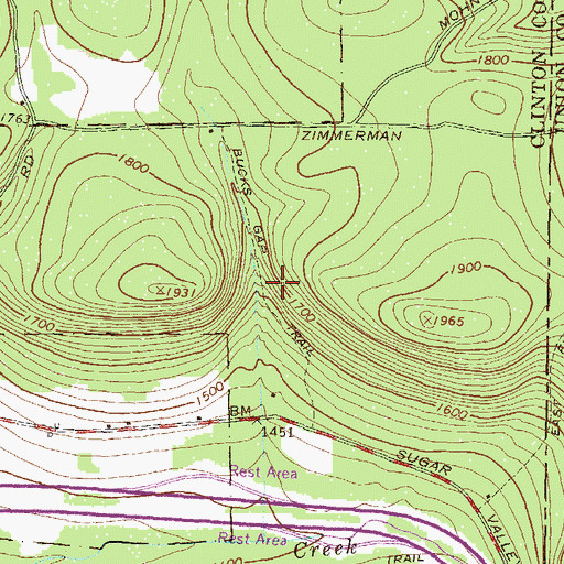 Topographic Map of Bucks Gap Trail, PA