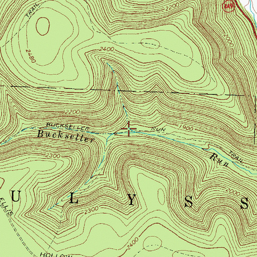 Topographic Map of Buckseller Run Trail, PA