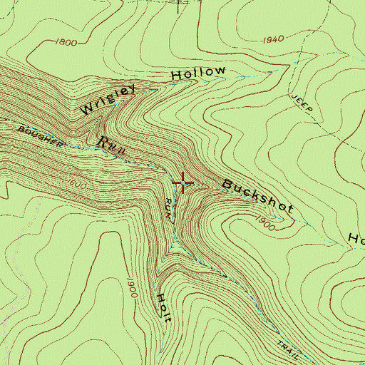 Topographic Map of Buckshot Hollow, PA