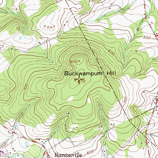 Topographic Map of Buckwampum Hill, PA